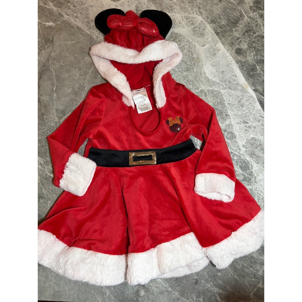 Disney Baby | Minnie Mouse Santa Hooded Holiday Dress | 6-9M || Red|